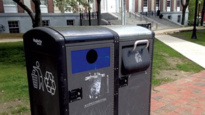 Solar-powered trash cans in City Hall Park