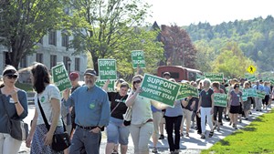 Vermont-NEA supporters marching to the governor's office last Wednesday