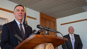 Gov. Phil Scott at a press conference Wednesday
