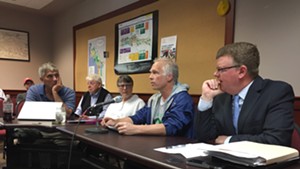 Keep BT Local chair Alan Matson, at microphone, speaks at a BTAB meeting Wednesday.
