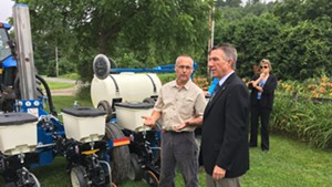 Lorenzo Whitcomb, owner of the North Williston Cattle Co., and Gov. Phil Scott