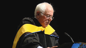U.S. Sen. Bernie Sanders (I-Vt.) delivers his foreign policy speech at Westminster College Thursday.