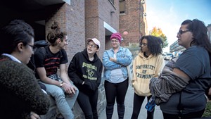 UVM students outside the courthouse after last Friday's hearing