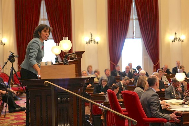 House Speaker Mitzi Johnson gaveling in the final override vote Wednesday - KEVIN MCCALLUM