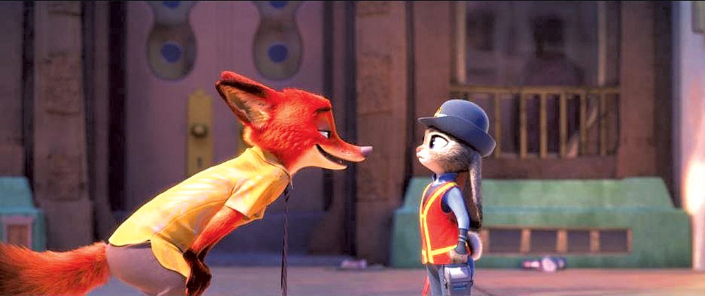 OUTFOXED A bunny cop must work with her species’ ancient enemy to solve a case in the latest Disney animation.