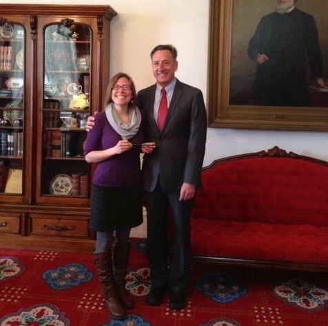 Stephanie Atwood, left, with Gov. Peter Shumlin