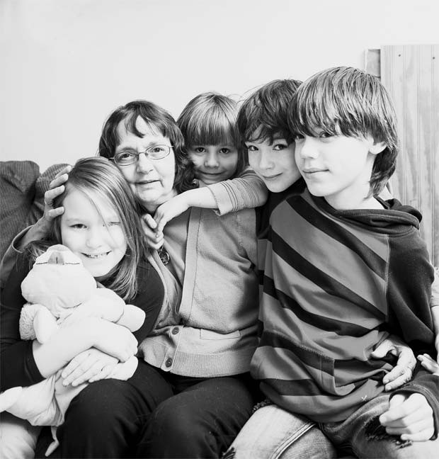From left, Emily, 8, Brenda, 56, Alianna, 6, Zachary, 8, and Dyllan, 13