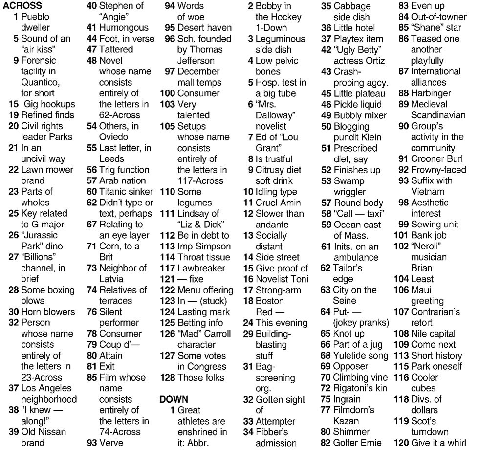 Crossword: 'Making 20 Out of 9' (12/20/23) | Crossword | Seven