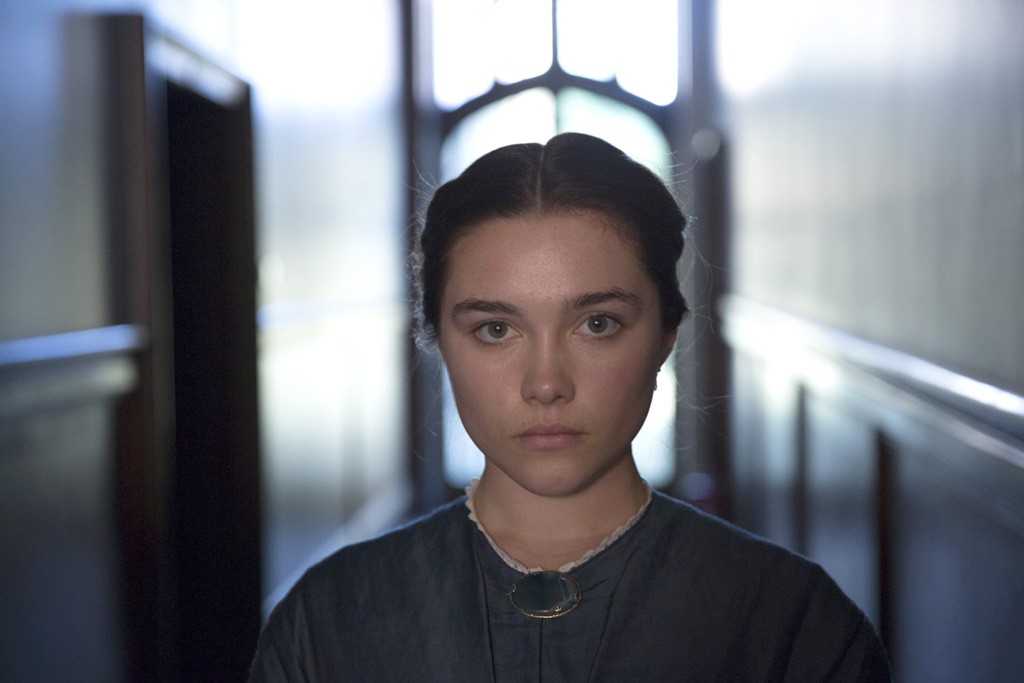 DOWNER ABBEY Pugh is incandescent as a teen bride with a sociopathic streak in Oldroyd’s pitch-dark period piece.