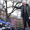Sen. Bernie Sanders working the crowd at his presidential campaign rally in Brooklyn