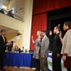 Mayor MIro Weinberger swearing in newly elected city councilors