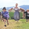 Mary Martin, Broadway's first Maria, running with some of Maria and Georg's grandchildren in Stowe in 1959. From left: Martin, Tobias and Elisabeth von Trapp. Their siblings Bernhard and Barbara are partially hidden.