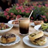 Front, from left: O.G. bun, North Star iced coffee and broccoli-cheddar bun breakfast sandwich at Haymaker Bun