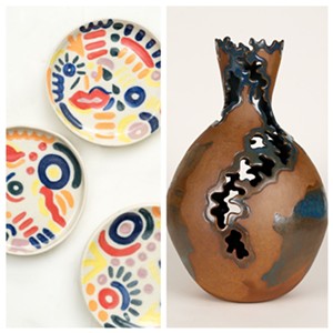 Left: plates by Elisheva Goldberg; right: coral vase by Alexandra Kim - Uploaded by Elisheva Goldberg