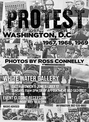 COURTESY OF WHITE WATER GALLERY - Exhibit flyer, "Protest" by Ross Connelly