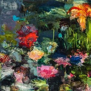 COURTESY OF BRYAN MEMORIAL GALLERY - "Jill's Garden - Orange Iris" by Robin Reynolds