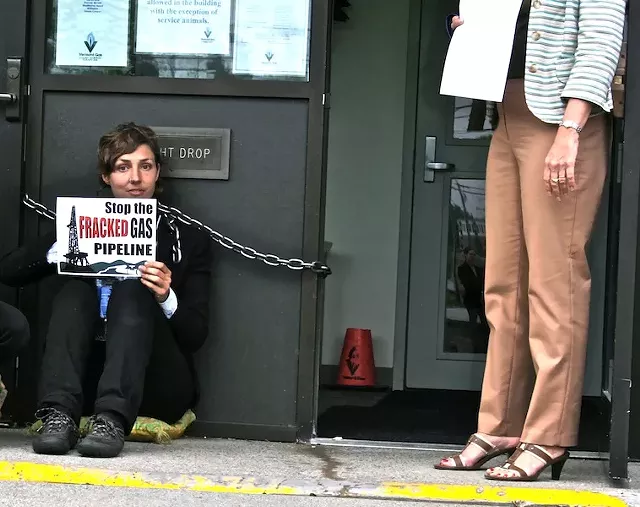 Vermont Gas Pipeline Protester Arrested After Chaining Herself to HQ