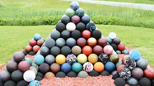 WTF: Why is there a bowling-ball pyramid on Route 58?